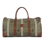 Burberry, a green Haymarket Check luggage bag