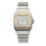 Cartier, a stainless steel and 18ct gold Santos bracelet watch