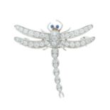 Tiffany & Co., a platinum diamond and sapphire Enchant dragonfly brooch