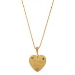An 18ct gold ruby, sapphire and emerald heart-shape pendant, with chain
