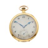 An Art Deco 18ct gold open face pocket watch