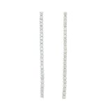 A pair of 18ct gold diamond line drop earrings