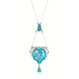 Charles Horner, an Art Nouveau silver and enamel foliate necklace