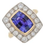 An 18ct gold tanzanite and diamond cluster ring