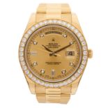Rolex, an 18ct gold Oyster Perpetual Day-Date II diamond bracelet watch