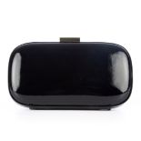 Anya Hindmarch, a black patent leather box clutch