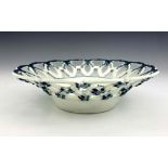 A Worcester blue and white floral encrusted reticulated basket