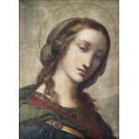 Manner of Raphael, a female Saint, oil on canvas, 46.5 by 36.5cm, gilt frame