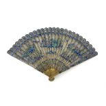 A Chinese Qing dynasty export parcel gilt silver filigree and cloisonné enamel brise fan, Jiaqing
