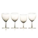 Harry Powell for James Powell and Sons, Whitefriars, a set of three Arts and Crafts wine glasses