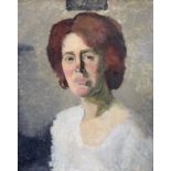 Scottish School, early 20th Century, portrait of Lady Ottoline Morrell, bust length in a white