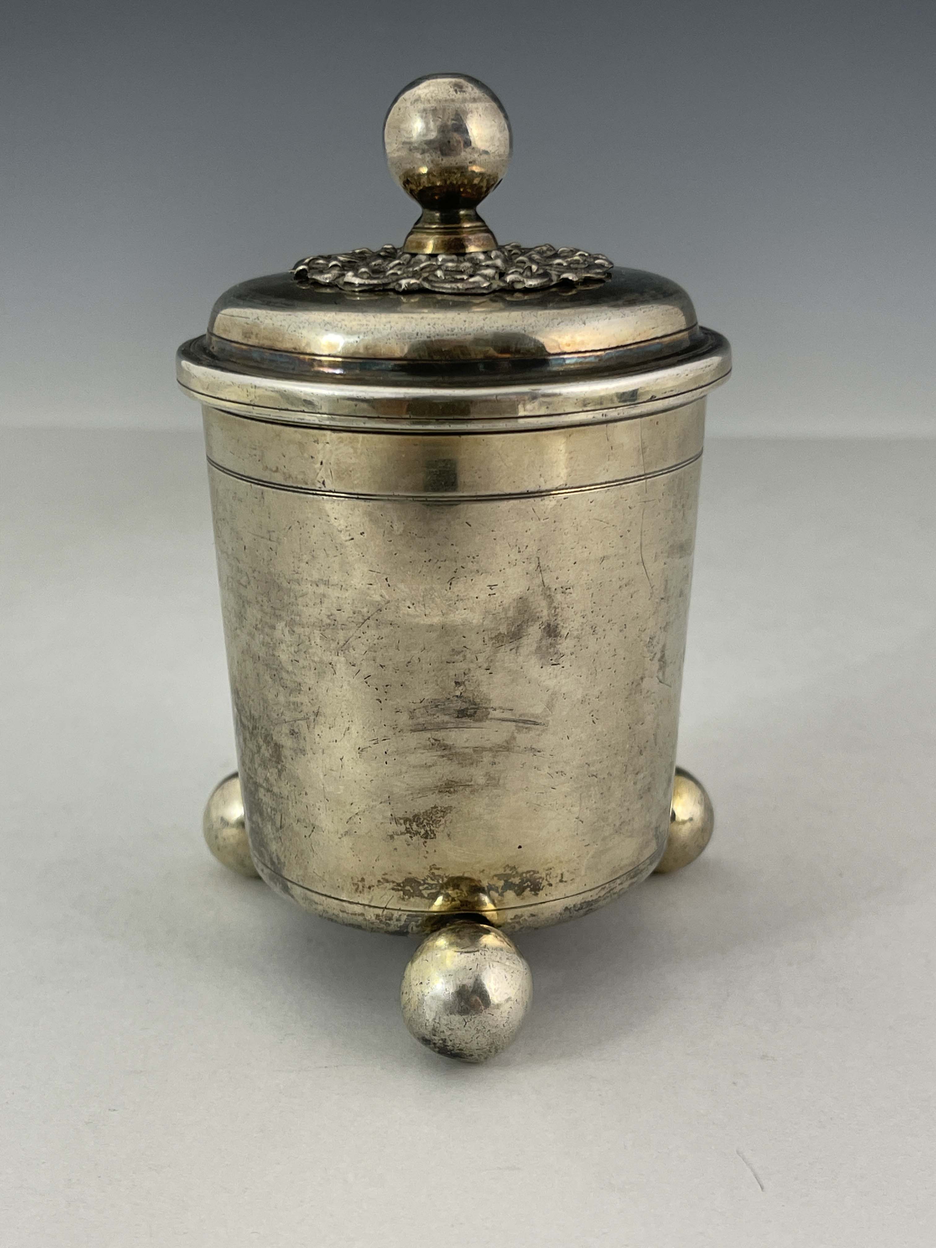 A German silver gilt cup and cover, Augsburg circa 1680, beaker form, on three ball feet with ball - Image 2 of 8