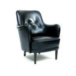 Carl Malmsten (Swedish, 1888-1972), a Samsas armchair, circa 1960s, black button back leather
