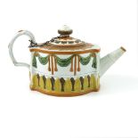A 19th centuryStaffordshire pearlware and enamelled teapot