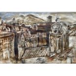Peter Lanyon (British, 1918-1964), Rooftops, Italy, (Perugia), signed l.l., mixed media on paper, 38