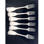 A set of six George III silver dinner forks, George Smith III, London 1785