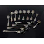 A collection of George III and later silver flatware