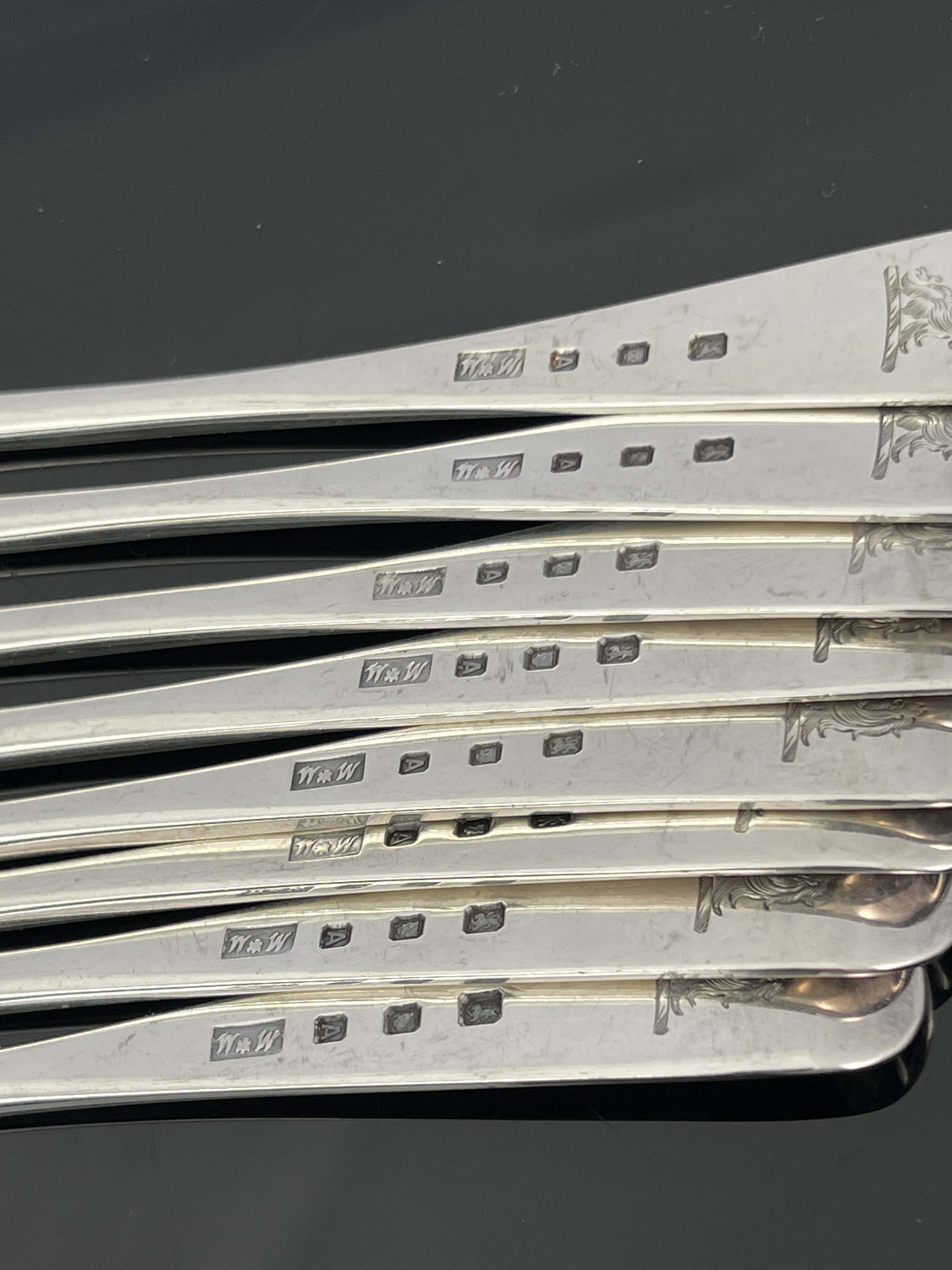A set of eight George VI silver oyster of cake forks, Walter Wilson Ltd., London 1936, Old English - Image 4 of 6