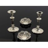 A pair of George V silver candlesticks, William Hutton and Sons, Birmingham 1913