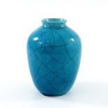 Edmond Lachenal (1855-1948), a 'Deck Blue' art pottery vase, circa 1893, crackle glaze, signed