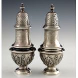 A pair of Victorian silver casters, Robert Garrard II, London 1856