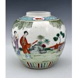 A Chinese famille verte ginger jar, Qing