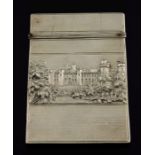 A Victorian silver castle embossed card case, Nathaniel Mills, Birmingham 1851