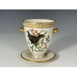 John Hopewell for Royal Worcester, a bird painted twin handled cup