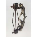 Franz Bergman, a cold painted bronze figure of a cat photographer, modelled with tripod concertina