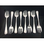 A set of eight George VI silver oyster of cake forks, Walter Wilson Ltd., London 1936, Old English