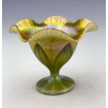 Quezal, an Art Nouveau iridescent glass Floriform vase