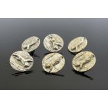 A set of six Victorian cast silver buttons, Nathan and Hayes