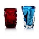 William Wilson and Harry Dyer for Whitefriars, two cased glass vases