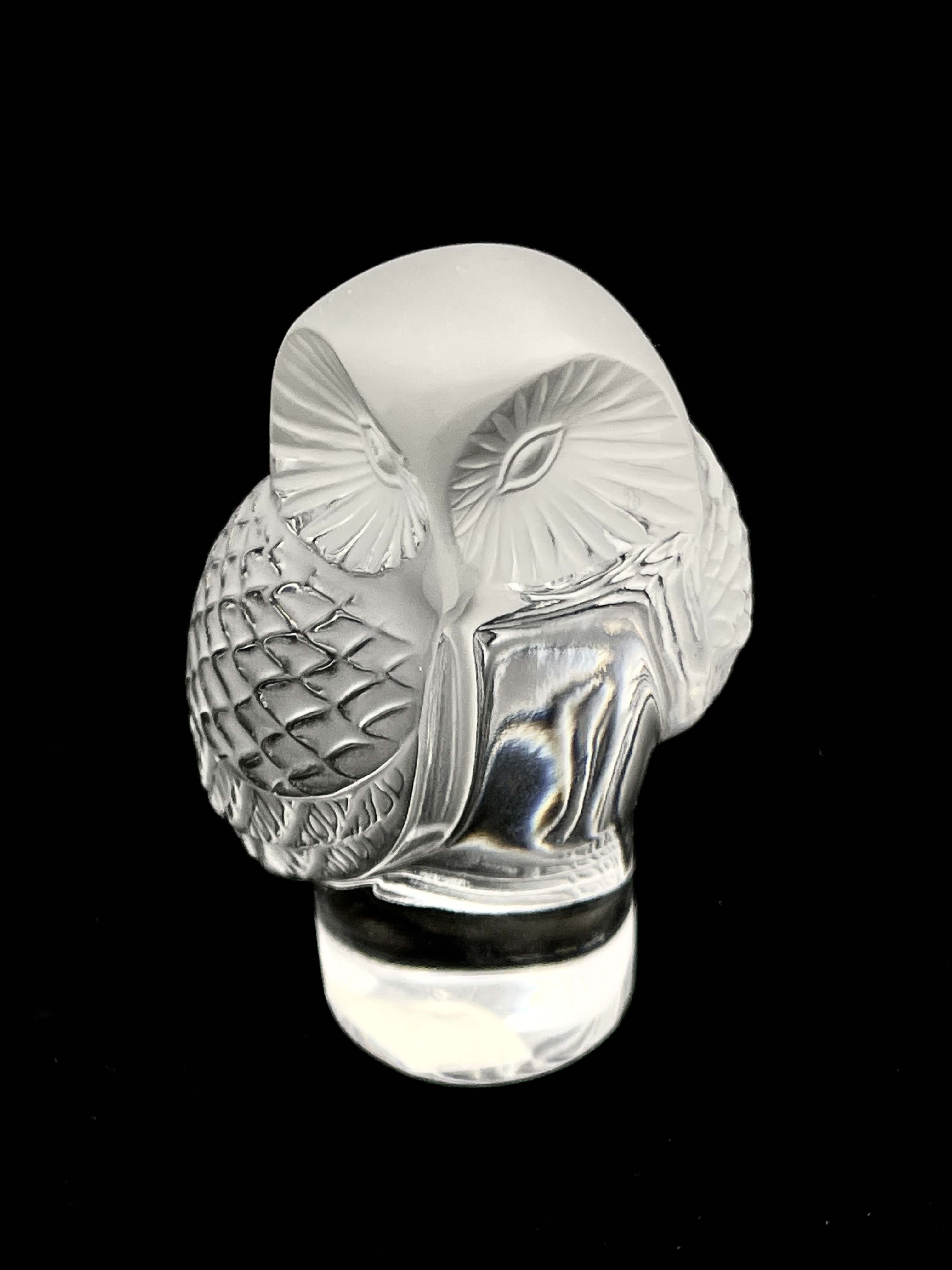 Lalique, a Chouette glass paperweight
