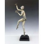 An Art Deco silvered art metal figure