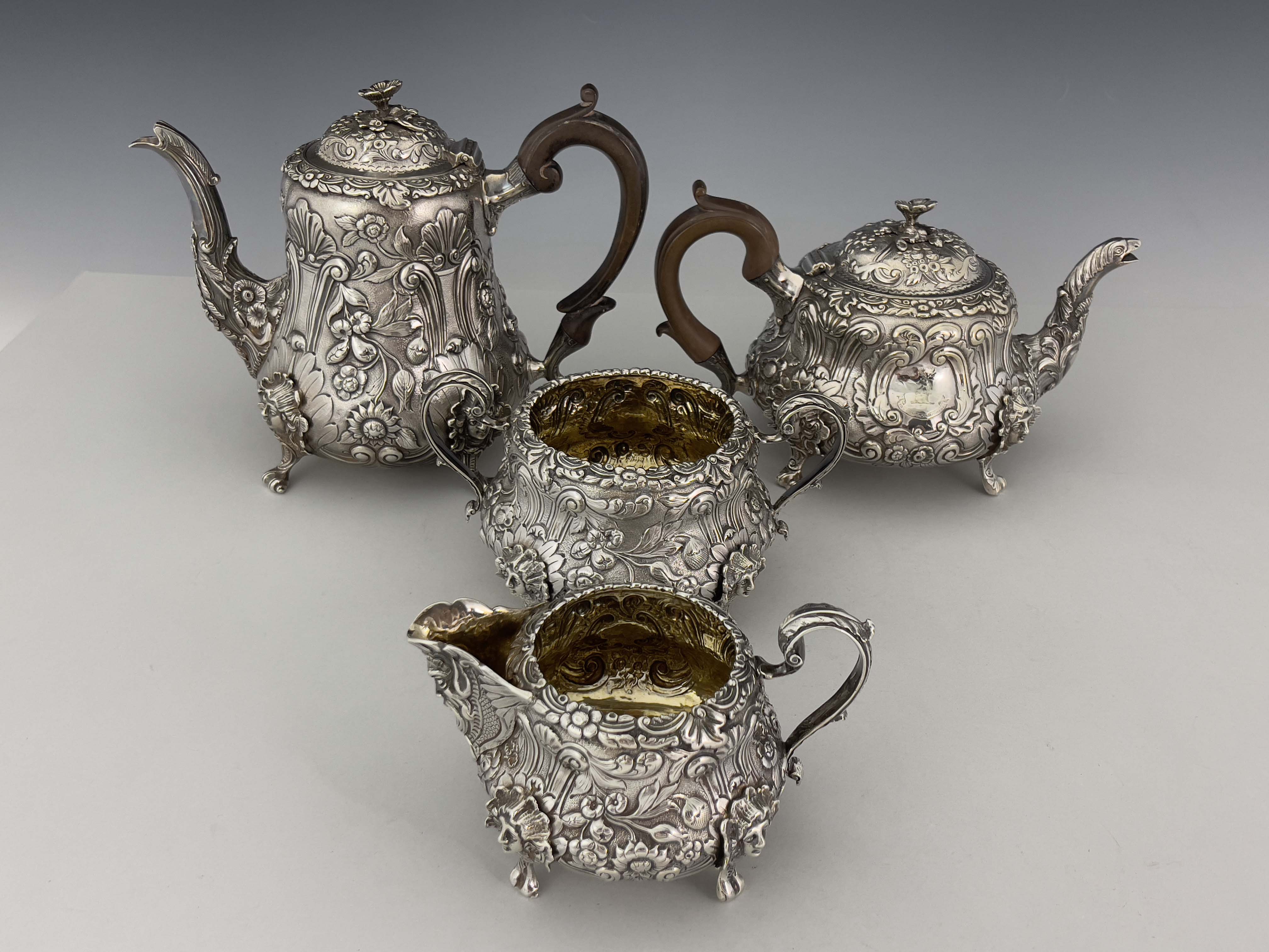 A George IV silver four piece tea and coffee set, J Whitehouse, London 1825 - Image 4 of 4