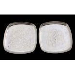 Geoffrey Bellamy, a pair of Modernist silver dishes or coasters, A E Jones, Birmingham 1960