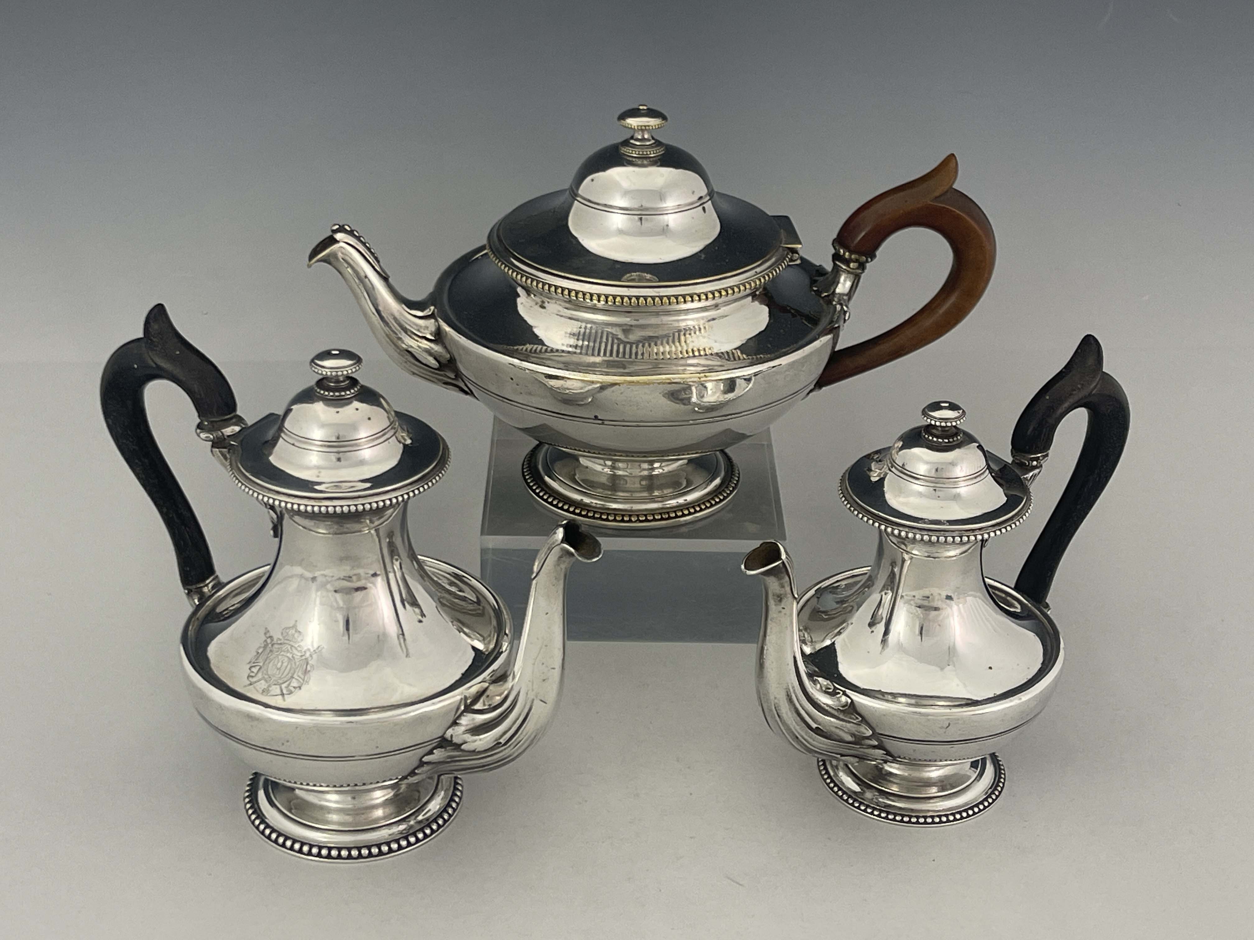 Service de la Maison de l'Empereur, a Napoleon III silver plated three piece tea and coffee service - Image 6 of 6