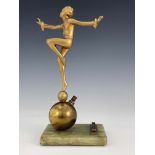 Josef Lorenzl, an Art Deco gilt art metal figural table lighter
