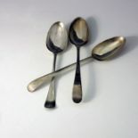 Three George III silver tablespoons, Hester Bateman, London 1773 and 1776