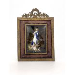 A late 19th Century Limoges type convex plaque, The Immaculate Conception of El Escorial after