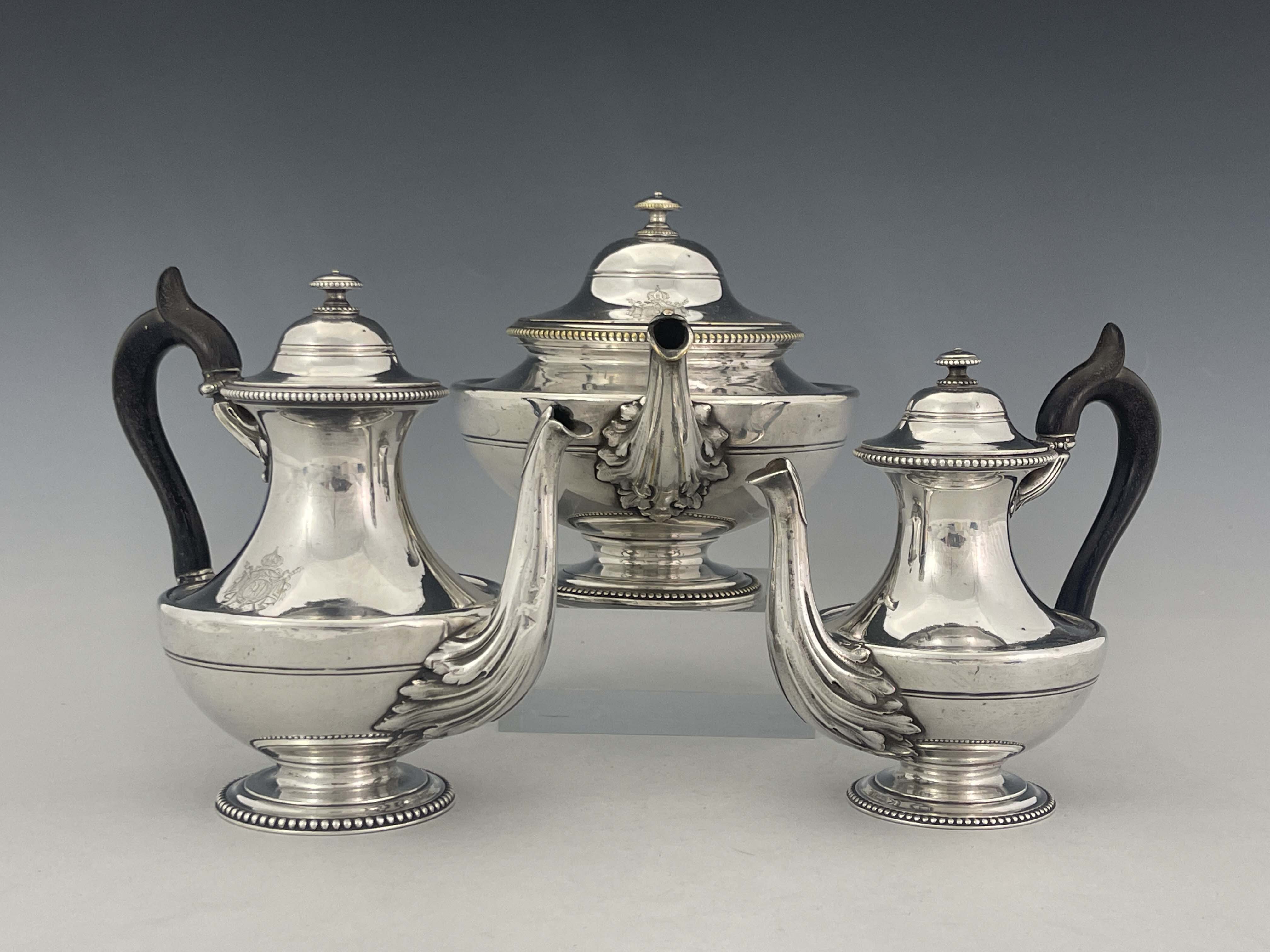 Service de la Maison de l'Empereur, a Napoleon III silver plated three piece tea and coffee service - Image 2 of 6