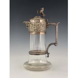 A Victorian silver mounted glass claret jug, Elkington and Co., Birmingham 1894