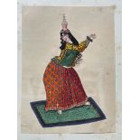 A series of fifteen Mughal illustrations, depicting figures in traditional costume in various poses,