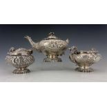 A George III silver tea set, Joseph Craddock and William Ker Reid, London 1818