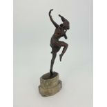 Otto Poertzel, Dancing Woman with Jester, an Art Deco patinated bronze figure