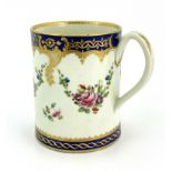 A Worcester polychrome mug, crescent mark