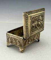 An Indian white metal casket, late 19th century