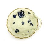 A Worcester powder blue painted Blind Earl moulded dish
