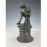 A 19th century bronze, Spinario, after the Roman classical example, modelled as a boy with thorn,